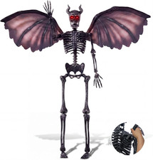 5FT Devil Skeleton Halloween Decor Posable Life Size Realistic Haunted House picture