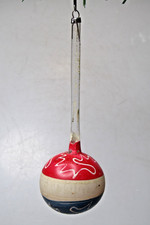 Antique VTG Glass Patriotic Stripes Large DROP RATTLE Christmas Ornament Germany picture