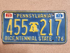 Pennsylvania Vintage 1975-76 Bicentennial License Plate 76’. 192-99L picture