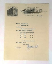 Vintage Ephemera 1909 Bill Head, Dubuque Tobacco Works, Myers Cox & Co. picture
