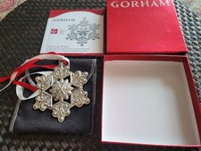 2009 Gorham Sterling Snowflake 40TH Anniversary Ornament Original Box Pouch card picture
