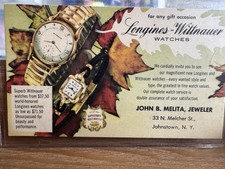 2Vintage Longines-Wittnauer Watch Advertising Postcard – John B. Melita Jeweler picture