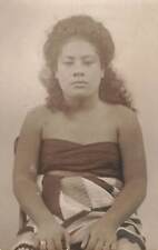 Vintage RPPC Samoa Samoan Woman Sad Sultry Wedding Ring real Photo Postcard picture