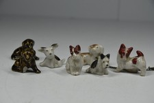7 Vintage Miniature Dog Puppy Figurine Statues Dollhouse Fairy Garden picture