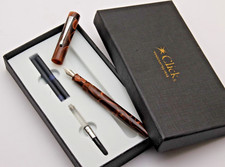 Click Century Coffee Brown Acrylic Fountain Pen With Chrome Trims New In Box picture