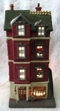 Vintage Lemax 1991 Porcelain Lighted Decorated 4 Story Christmas House. picture