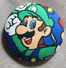 XL FABRIC BUTTON OF MARIO'S BROTHER LUIGI  1-1/2 inches   38mm picture