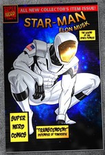 Elon Musk Star-Man Spider-Man 1 Homage Comic Silver Metal Cover Original Rare picture