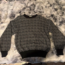 Valentino Uomo Men's Wool Knit Sweater Black/White Geometric Logo Crew L picture