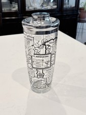 Vintage Mid Century Modern Irvinware Cocktail Glass Shaker with Drink Recipes MC picture
