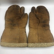 Vintage WWII USAAF Type A-9A Leather Shearling Flight Mittens 1944 Crocetta Lrg picture