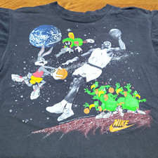 Nike Looney Tunes Michael JordanBugs Bunny Marvin the Martian Black T-Shirt 1993 picture