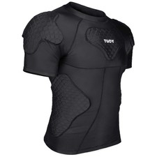 TUOY Football Rib Chest Protector Shirt Padded Compression Shirts 6 Pads Adult picture