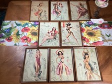 Vintage 1946 K.O. Munson Pin- Up Calendar Prints - Matching Set of 8 Framed picture