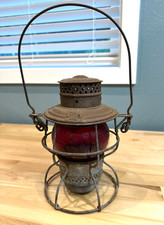 ADAMS & WESTLAKE ANTIQUE RAILROAD LANTERN #250 Adlake Kero Red Glass Globe USA picture