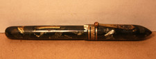 Vintage Majestic Fountain Pen Black/Gray/Silver Marbled Celluloid 14K Gold Nib picture