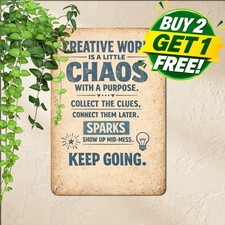 Creative Minds Yellow Metal Sign Inspirational Art Studio Wall Plaque 8x12 picture