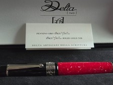 Delta Model 365 Red Marble/Sterling Silver Trim Fountain Pen 18K Gold Nib picture