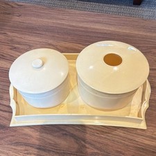 Antique 1920s DuPont DuBarry ivory Pyralin Celluloid 3pc Vanity Set Dresser Tray picture
