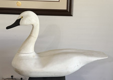 Vintage Large Hand Carved Wooden White Swan Decoy with Removable head picture