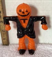 Vintage 1950's Rosbro Halloween Jack-O-Lantern Scarecrow Candy Container picture