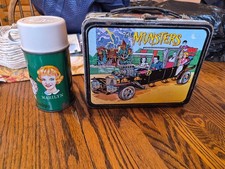 VINTAGE The Munsters Collectible Metal Lunchbox with Green The Munsters Thermos picture