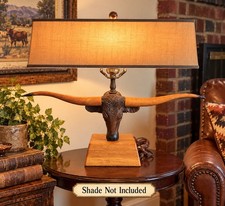 A. Brandt Ranch Oak Longhorn Lamp MCM  50s Steer Ranchwear Western READ picture