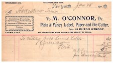 1907 Antique receipt M O'Connor Plain Fancy Label Paper New York NY signed picture