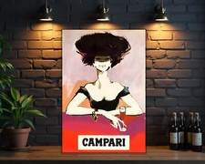 VİNTAGE Campari “Afro Lady” Italian Bar Heavy Metal Sign - XXL (60x40 cm) picture