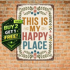 This Is My Happy Place 8x12 Wall Art Vintage Tin Metal Sign picture