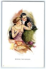 Couple Romance Postcard Binding The Bargain Courtship Days Flowers c1910's picture