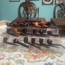 18 NOS Briar Wood Vintage Tobacco Pipe Lot Slip Fit Stem Unsmoked Beauties LQQK picture