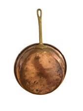 Vintage Copper Pan 6.5 in Long Handle 8.5 in Round Hand Hammered  picture