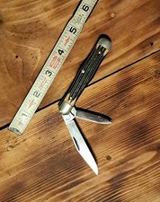 Vintage Queen Steel USA #56 Winterbottom Bone 2 Blade Swell Center Pocket Knife picture