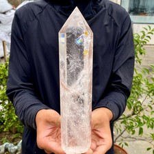 2.62LB Natural clear white crystal obelisk Crystal energy column Reiki healing picture