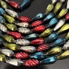 Vintage Antique Mercury Glass Christmas Garland Unique Oval  Beads 126