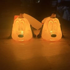 Disney Pluto 2pc Light Up Pumpkin Halloween Decor Glow Mini Jack O Lantern NEW picture