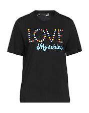 NWT LOVE MOSCHINO Women's Logo Bead Embellished Tee Black SZ 38/S $204 picture