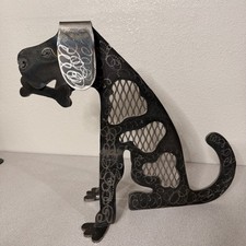 Large Handcrafted Welded Metal Dog Sculpture W/  Bone Folk Art 19in Industrial picture