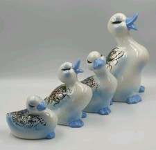Vintage Hand Painted Ceramic Art Pottery Duck Figurines Set Of 4 picture