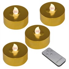 LumaBase Extra Large Battery Tea Lights with Remote Control Gold Set 4 picture