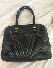Bally Black Quilted Satchel Top Handle Zip Gold Hardware Tassel Charm picture