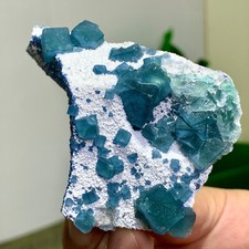 134G Natural Crystal rare transparent blue cubic fluorite sample picture
