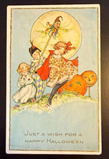 Halloween Postcard-(Just a Wish for a Happy Halloween) Children Pumpkin-JESTER picture
