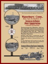 1925 American LaFrance Fire Trucks Waterbury CT Fire Dept New Metal Sign: 12x16