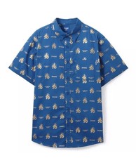 Disneyland 70th Anniversary Woven Button Down Shirt Celebrate Happy Size L NEW picture
