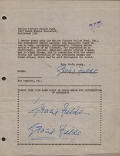 GRACIE FIELDS - DOCUMENT MULTI-SIGNED 02/21/1947 picture