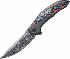 WE Knife Merata Titanium Frame Lock Damascus Drop Point Plain Edge w/ Clip picture