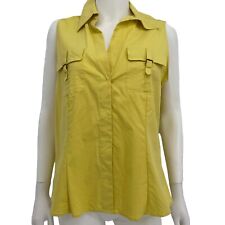 Akris Punto Citron Yellow Green Sleeveless Utility Blouse Top Shirt Size 14 picture