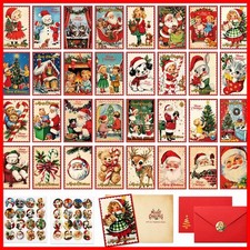 Tlenpo 32 Vintage Christmas Cards, Christmas Cards Envelopes Stickers picture